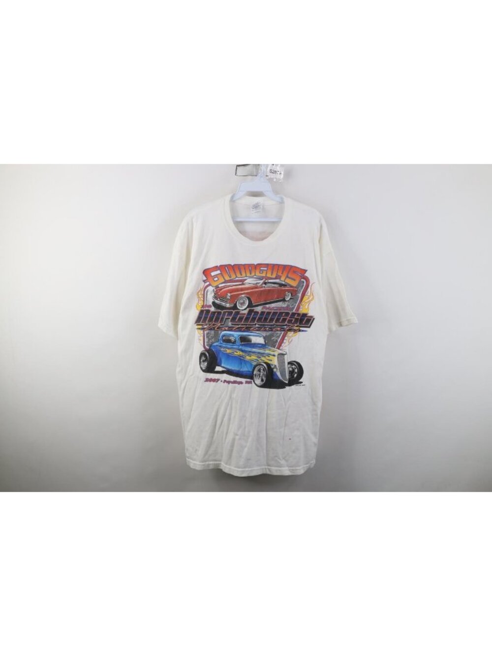 Vintage Y2K Mens XL 2007 Northwest Nationals Good Guys Hot Rod Car Fire T-Shirt